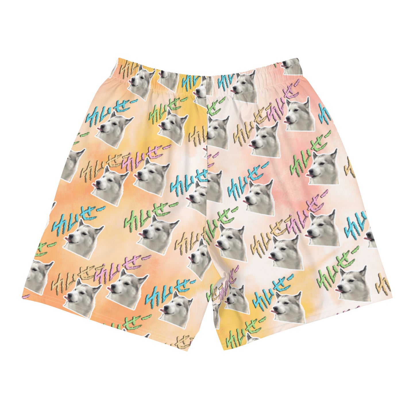 Tie Dye Men’s Recycled Athletic Shorts - with FUJI THE HUSKY print all-over