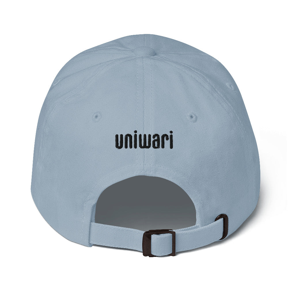 Blue Cap- Front Design with an Black Embroidery of Uniwari Logo- Back Design with an Black Embroidery of Uniwari Logo