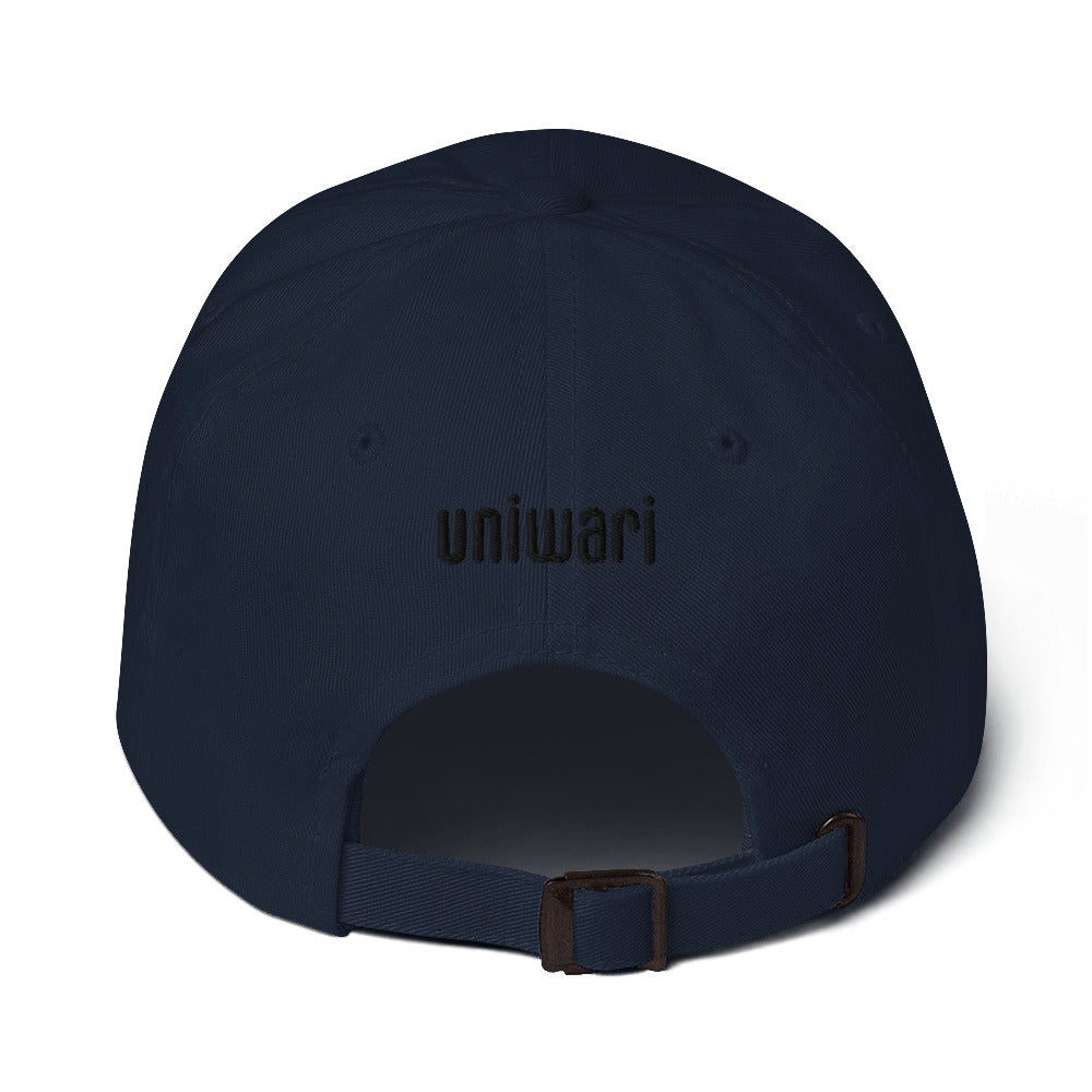 Navy Cap- Front Design with an Black Embroidery of Uniwari Logo- Back Design with an Black Embroidery of Uniwari Logo