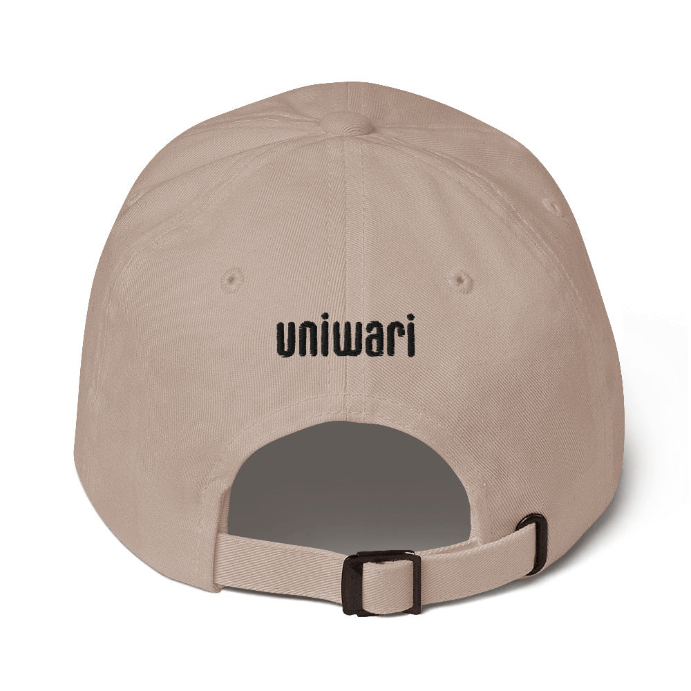 Stone Cap- Front Design with an Black Embroidery of Uniwari Logo- Back Design with an Black Embroidery of Uniwari Logo