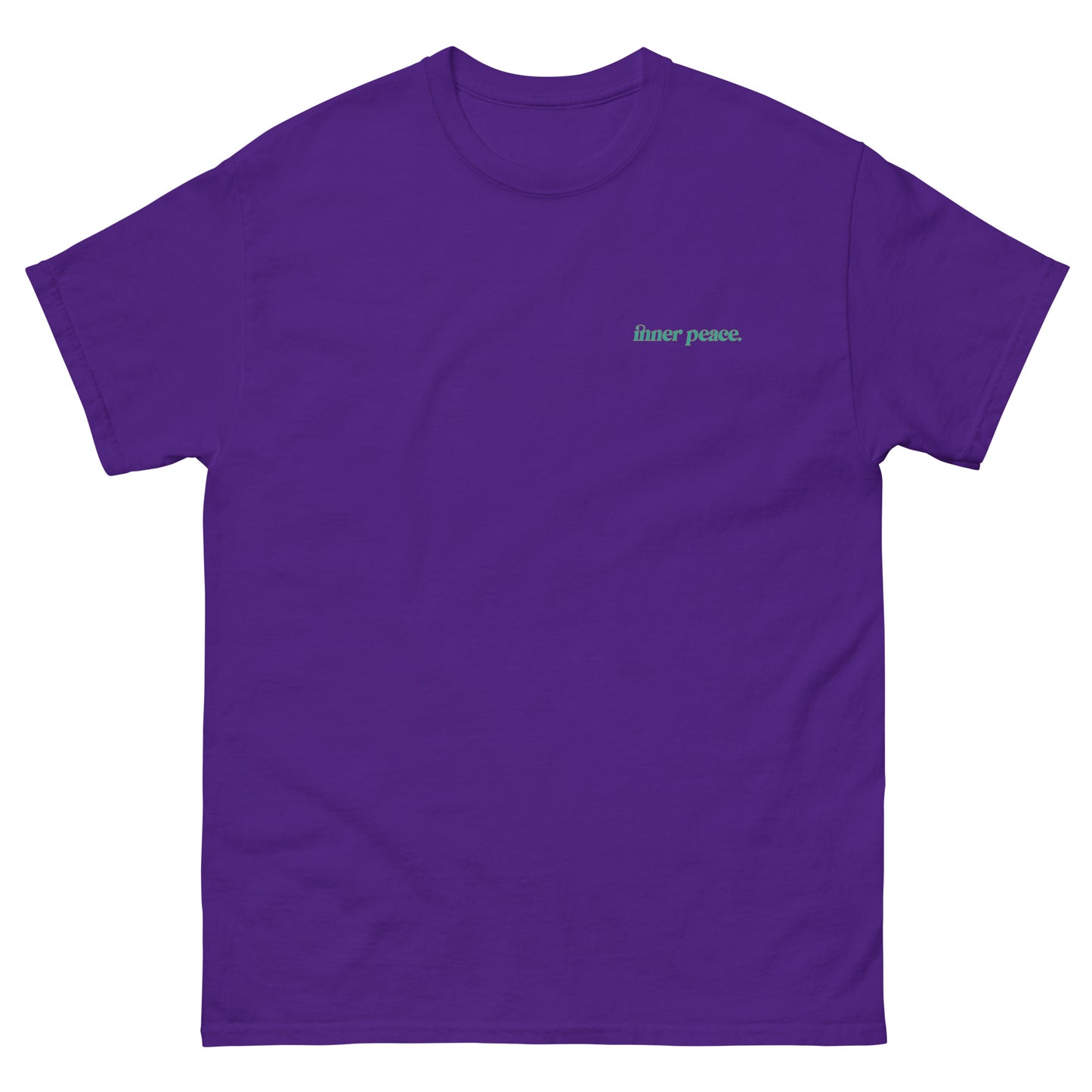 Purple High Quality Tee - Front Design with "inner peace " print on left chest - Back Design with a Phrase "You know what's the real luxury? Your inner peace." print