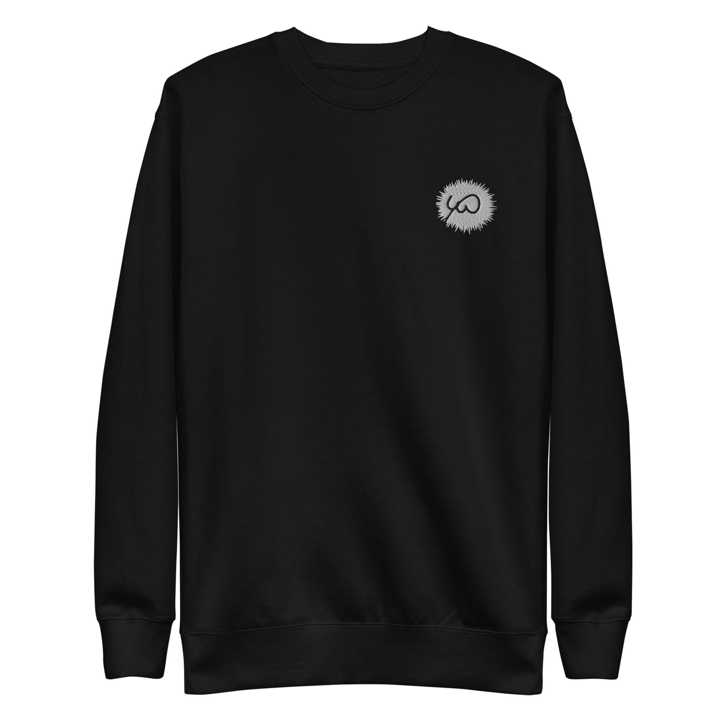 Black Unisex Premium Sweatshirt -Front design with Black and White Embroidery of Uniwari Logo