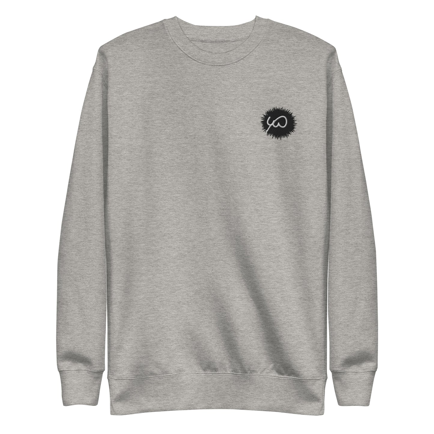 Light Gray Unisex Premium Sweatshirt -Front design with Black and White Embroidery of Uniwari Logo