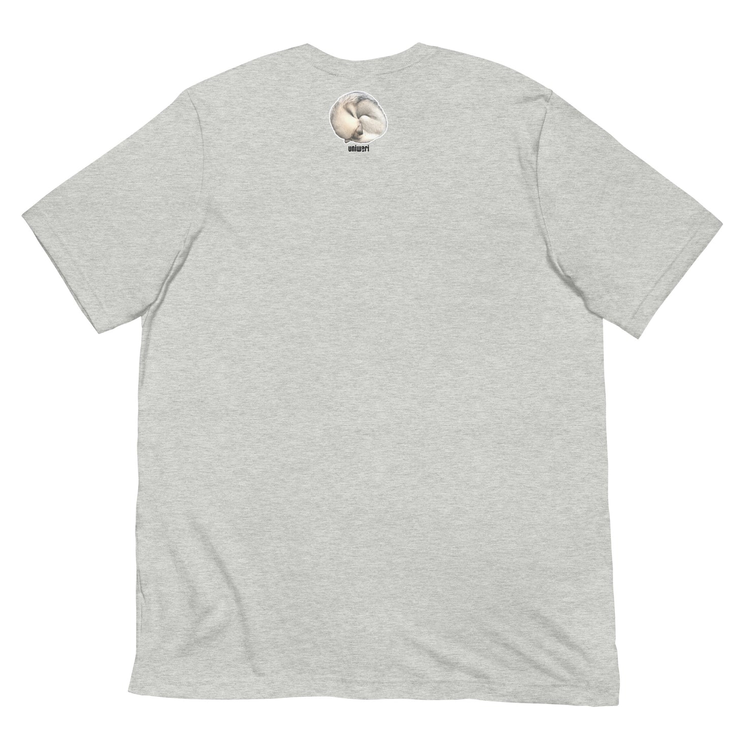 Light Gray High Quality Tee - Front Design with a stamp of 4 FUJI THE HUSKY Sticker - Back Design with 1 FUJI THE HUSKY Sticker and Uniwari Logo