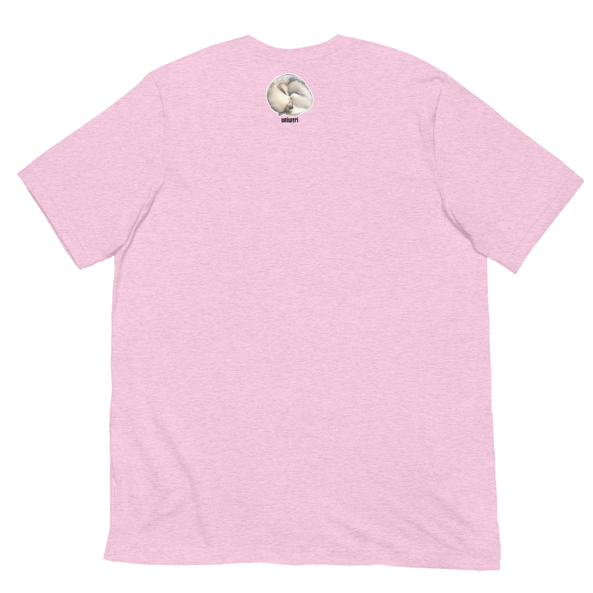 Light Pink High Quality Tee - Front Design with a stamp of 4 FUJI THE HUSKY Sticker - Back Design with 1 FUJI THE HUSKY Sticker and Uniwari Logo