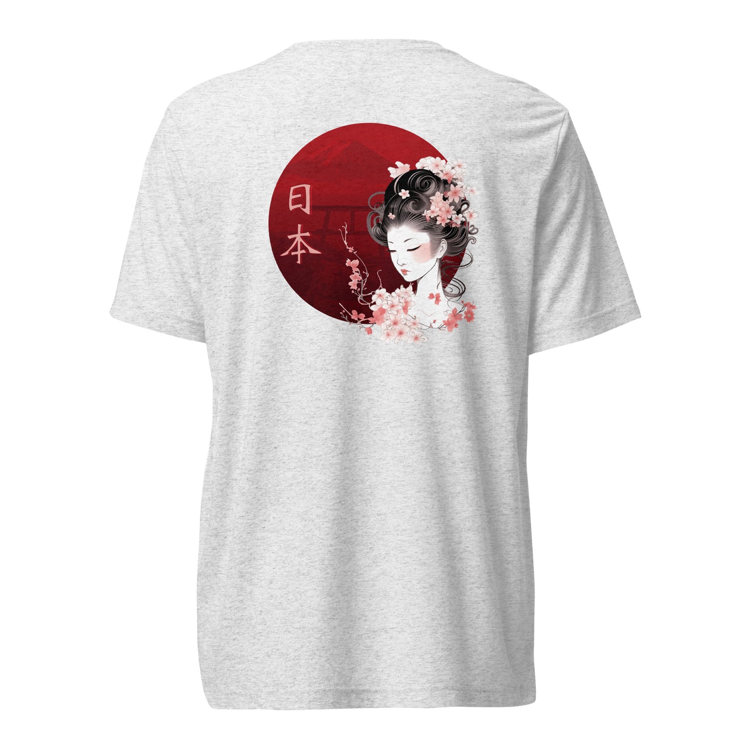 White High Quality Tee - Back Design of Japanese Geisha Print