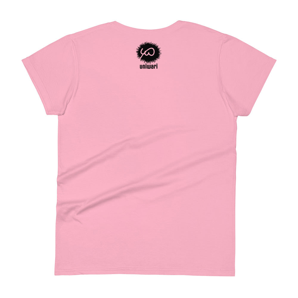 Pink High Quality Tee - Front  picture print with LOST IN Logo - Back with Uniwari Logo