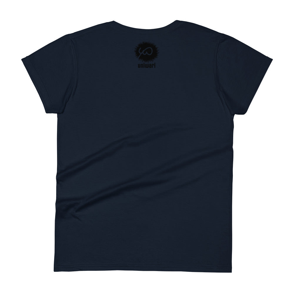 Navy High Quality Tee - Front  picture print with LOST IN Logo - Back with Uniwari Logo